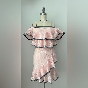 Rebecca Vallance Brand New Off-the-Shoulder Ruffled Guipure Lace Mini Dress